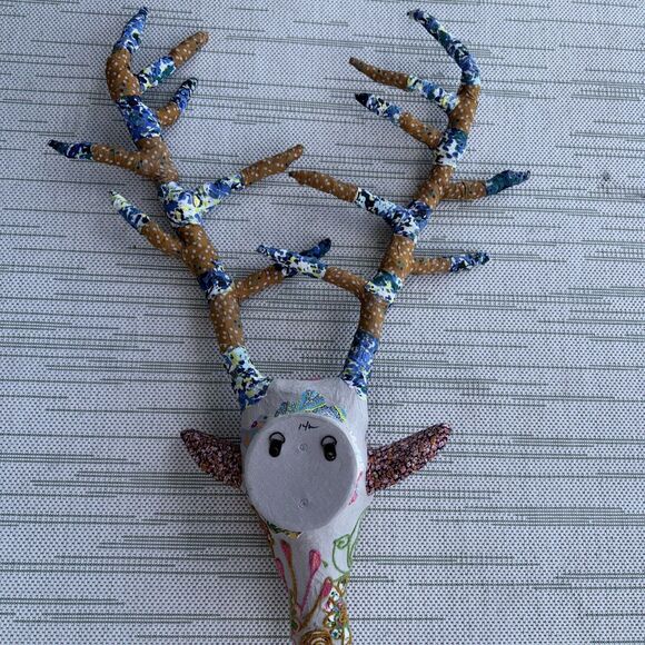 32" HUGE Fabric Deer Head Wall Decor Boho Shabby Chic Cottage Farmhouse Art - Picture 8 of 12